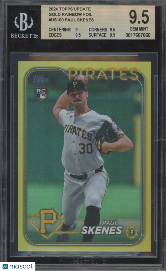 2024 Topps Update Gold Rainbow Foil Paul Skenes #US100 BGS 9.5