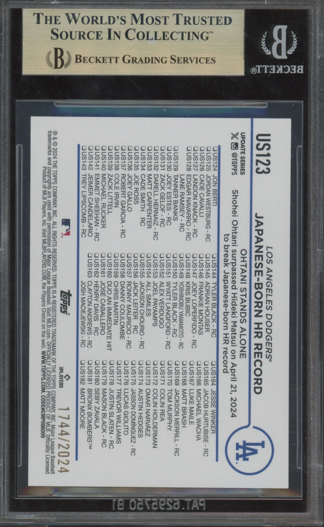 2024 Topps Update Gold Shohei Ohtani #US123 BGS 9.5