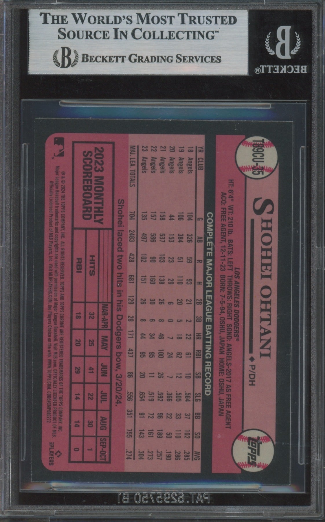 2024 Topps Update '89 Topps Silver Pack Chrome Shohei Ohtani #T89CU35 BGS 9