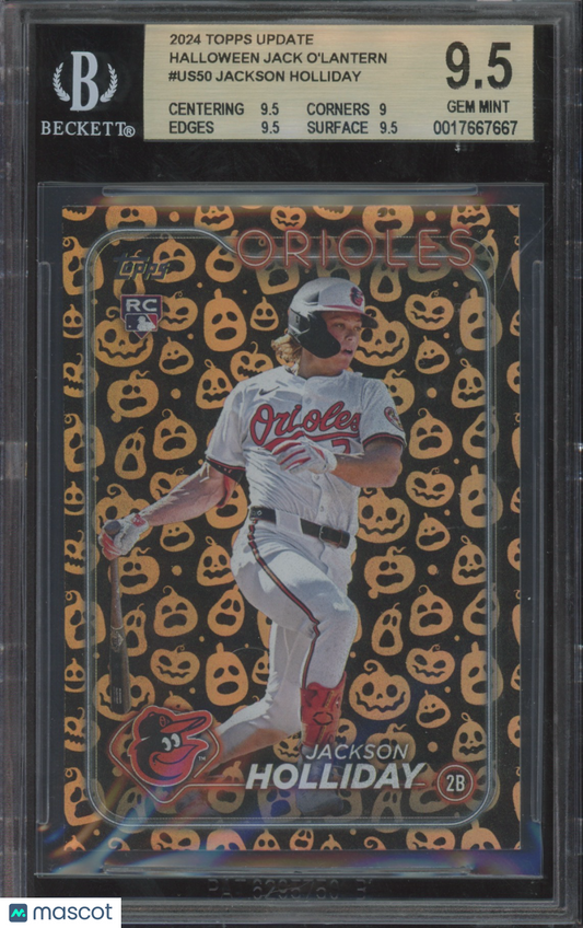 2024 Topps Update Halloween Jack O'Lantern Jackson Holliday #US50 BGS 9.5