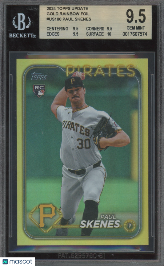 2024 Topps Update Gold Rainbow Foil Paul Skenes #US100 BGS 9.5