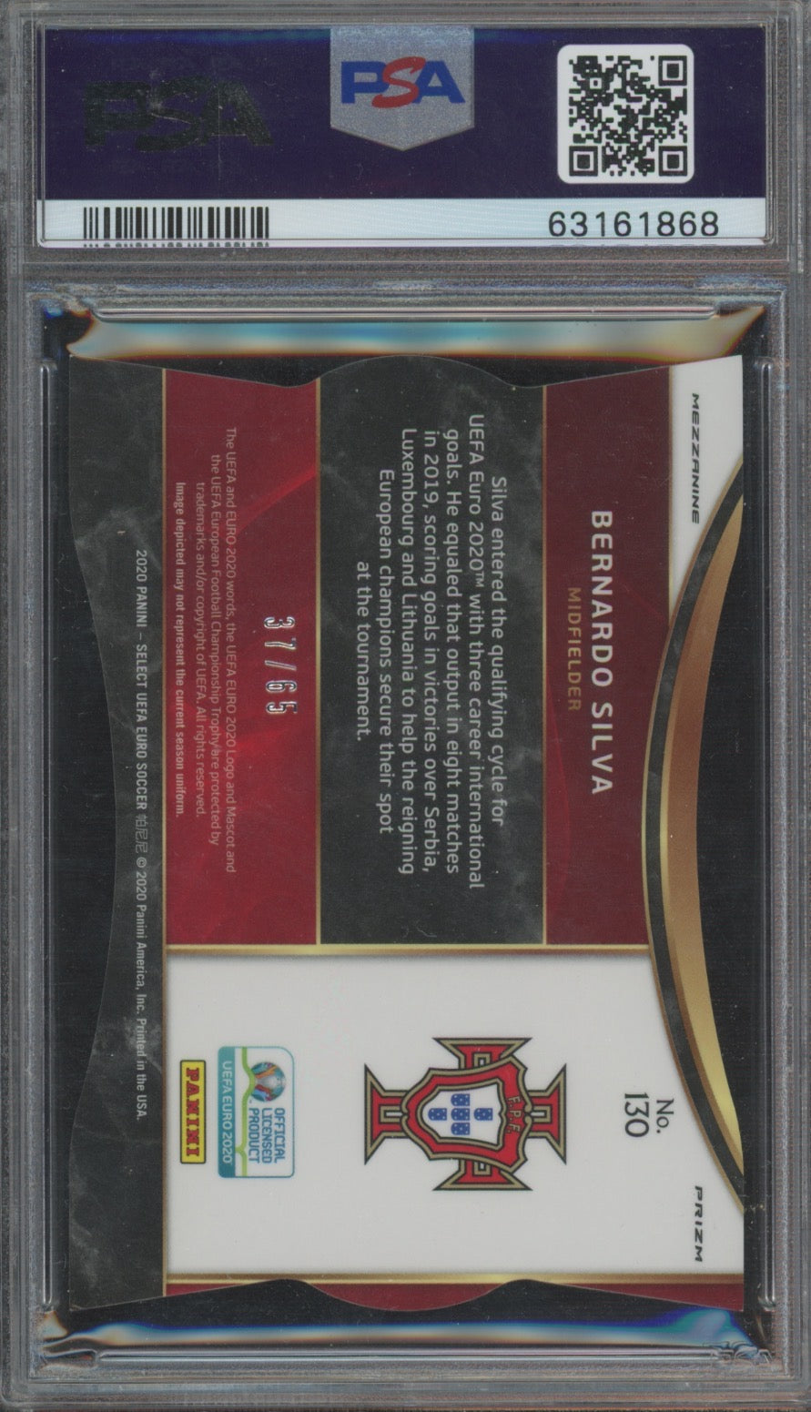 2020 Panini Select UEFA Euro Bernardo Silva #130 Red Die Cut Prizm PSA 9