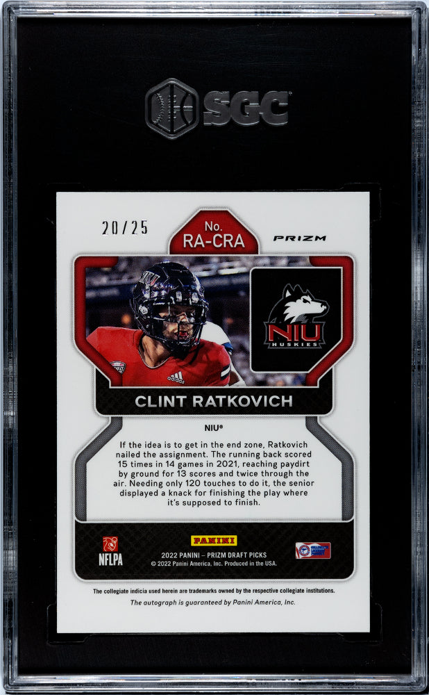 2022 Panini Prizm Draft Picks Clint Ratkovich Autograph Mojo SGC 9.5 Auto 10