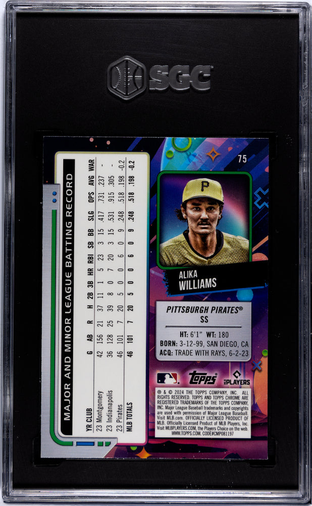 2024 Topps Cosmic Chrome Alika Williams #75 Blue Moon Refractor SGC 9