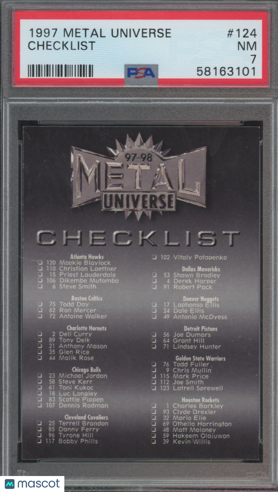 1997 Metal Universe Checklist #124 PSA 7