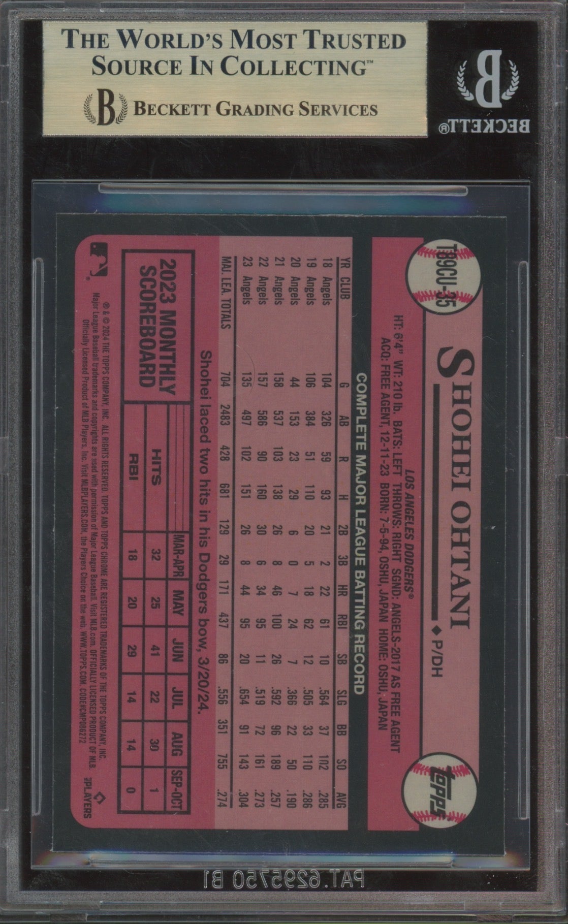 2024 Topps Update '89 Topps Silver Pack Chrome Shohei Ohtani #T89CU35 BGS 9.5