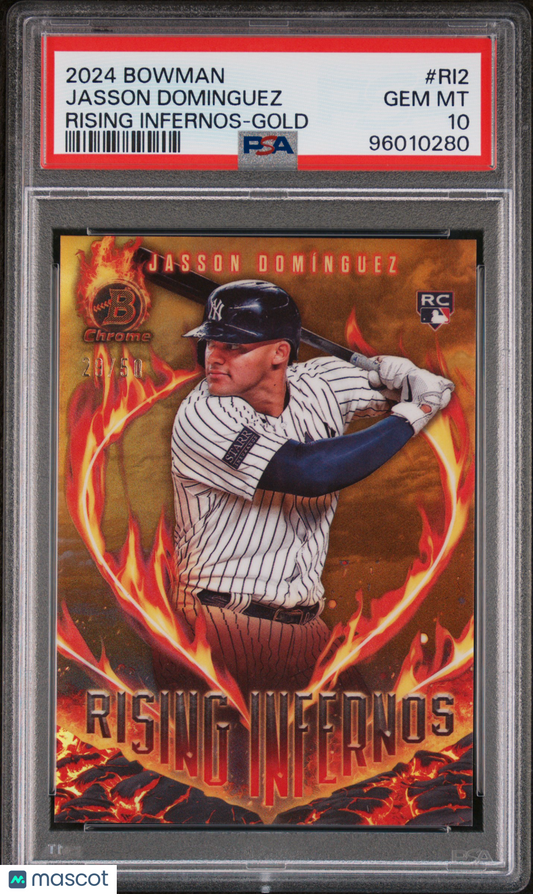 2024 Bowman Rising Infernos Jasson Dominguez #RI2 Gold 29/50 PSA 10