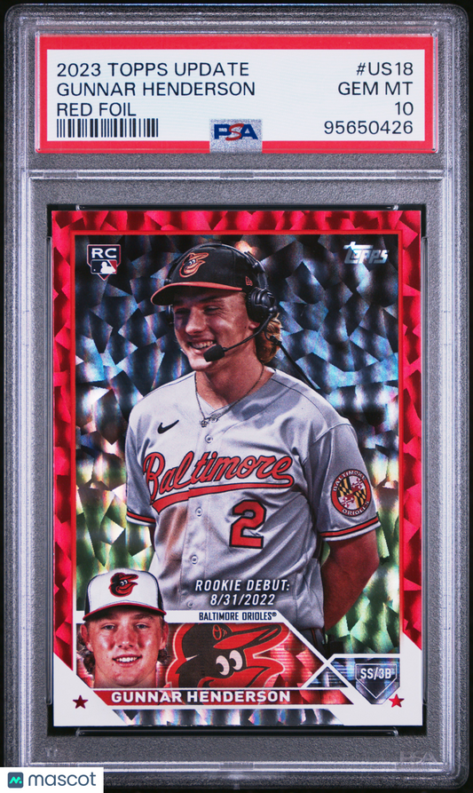 2023 Topps Update Gunnar Henderson #US18 Red Foil PSA 10