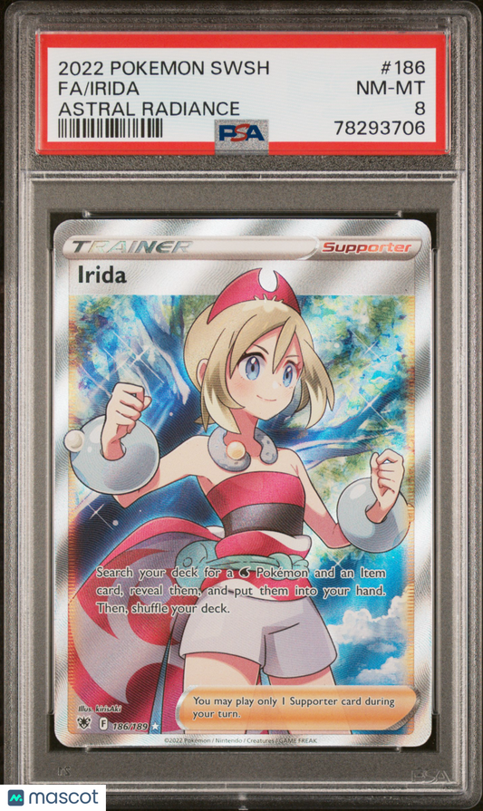 PokéMon TCG Irida Fa #186 Astral Radiance PSA 8