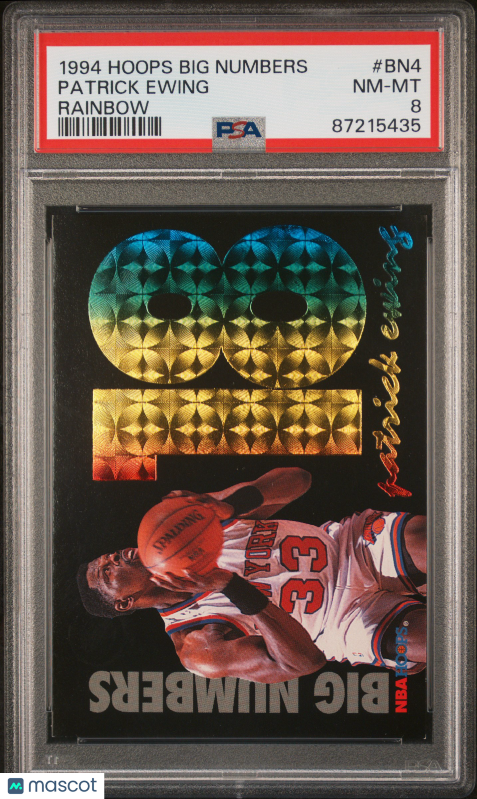 1994 Hoops Big Numbers Patrick Ewing #BN4 Rainbow PSA 8