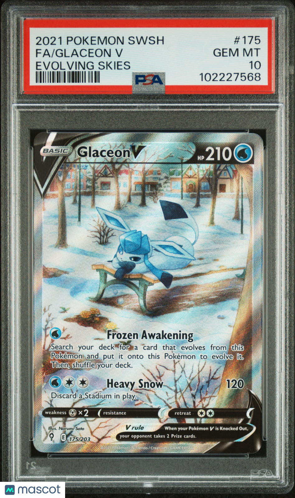 PokéMon TCG Glaceon V Fa #175 PSA 10