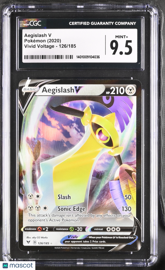 2020 Pokémon Vivid Voltage Aegislash V #126/185 Holo CGC 9.5