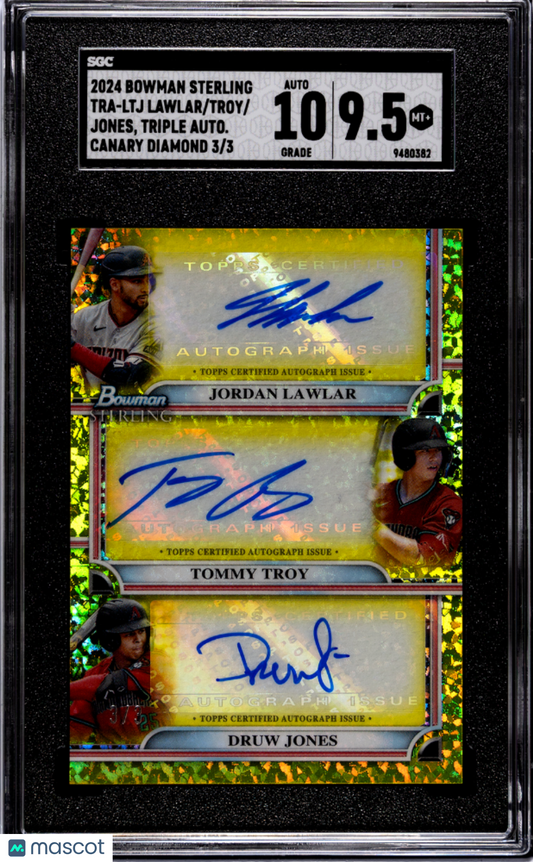 2024 Bowman Sterling Jones Troy Lawlar Triple Auto Canary Diamond Refractor