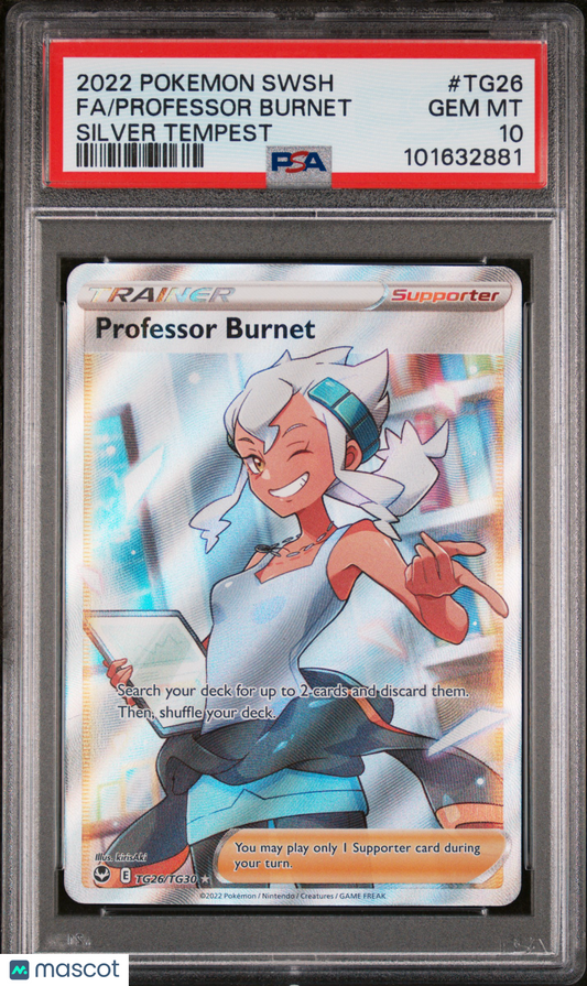 PokéMon TCG Professor Burnet Fa #TG26 Silver Tempest PSA 10