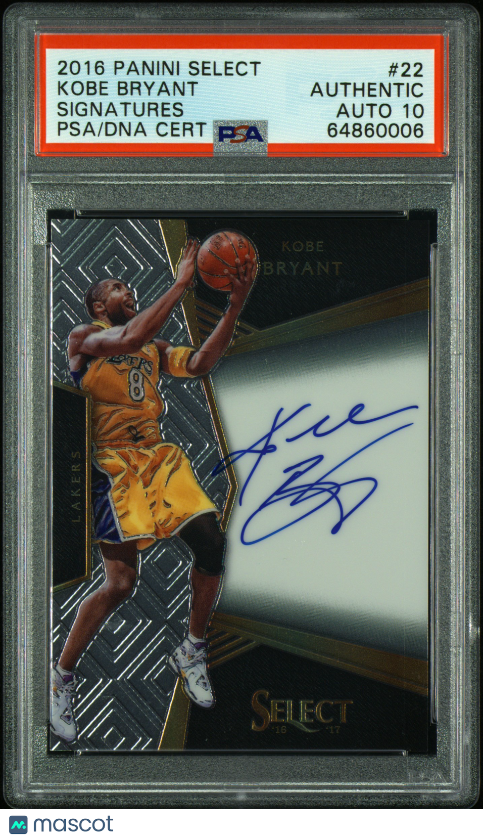 2016 Panini Select Signatures Kobe Bryant #22 PSA Auto 10